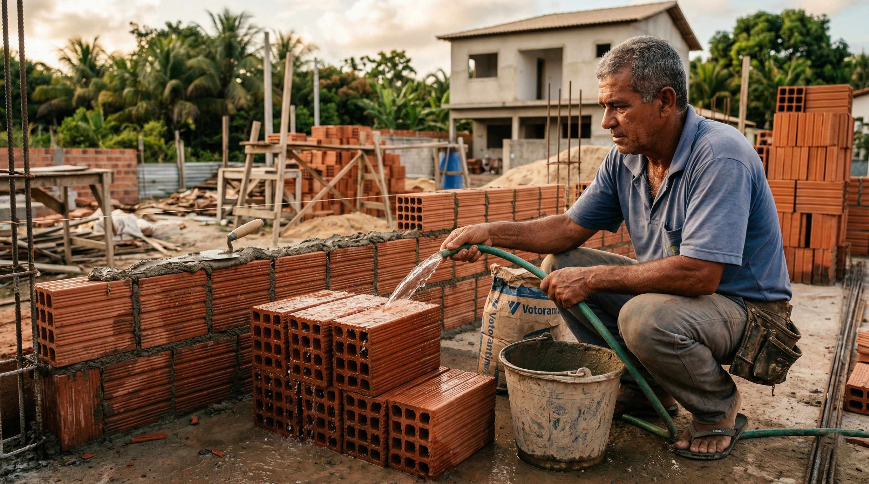 Por que pedreiros indicam molhar o tijolo antes de assentar