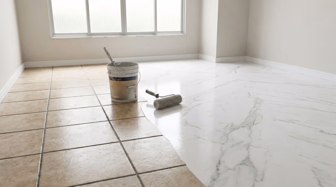 Piso antigo com cara de mármore: a solução lisa e moderna que evita quebrar todo o chão