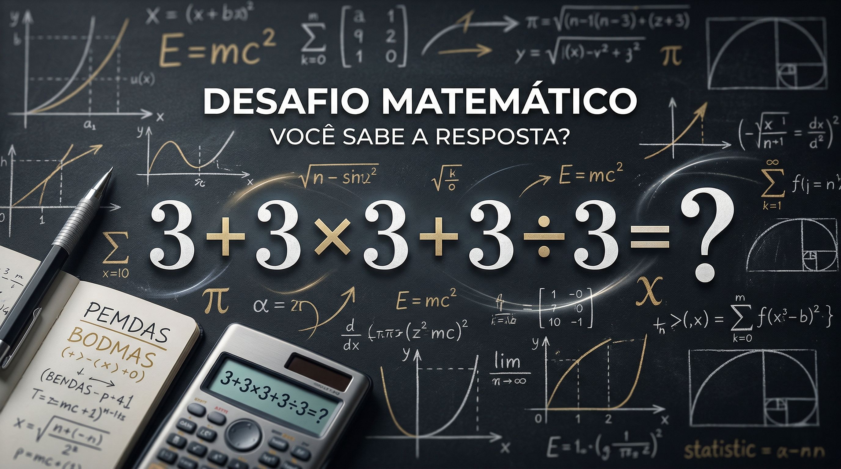 Quanto é 3 + 3 × 3 + 3 ÷ 3? Uma equação que somente gênios podem resolver