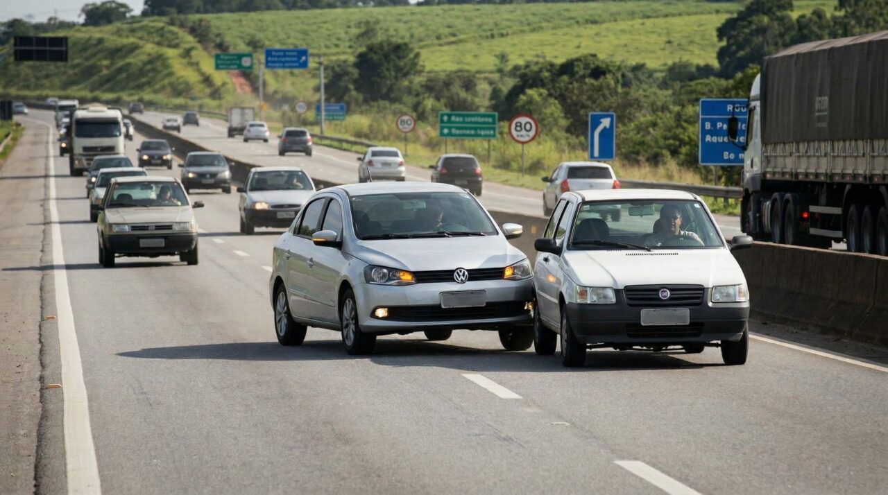 O que diz a lei sobre motoristas que ultrapassam pela direita na rodovia?