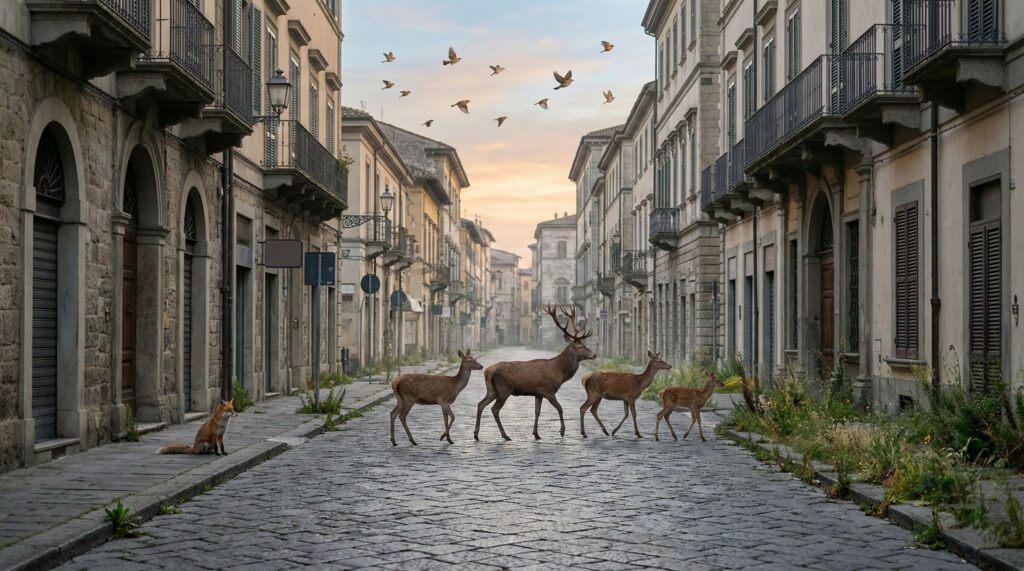 Quando carros e pessoas desapareceram e os animais voltaram às ruas
