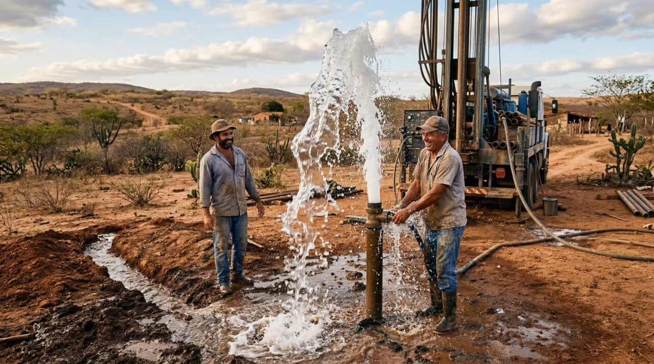 Poço artesiano alcança vazão de 18 mil litros de água por hora
