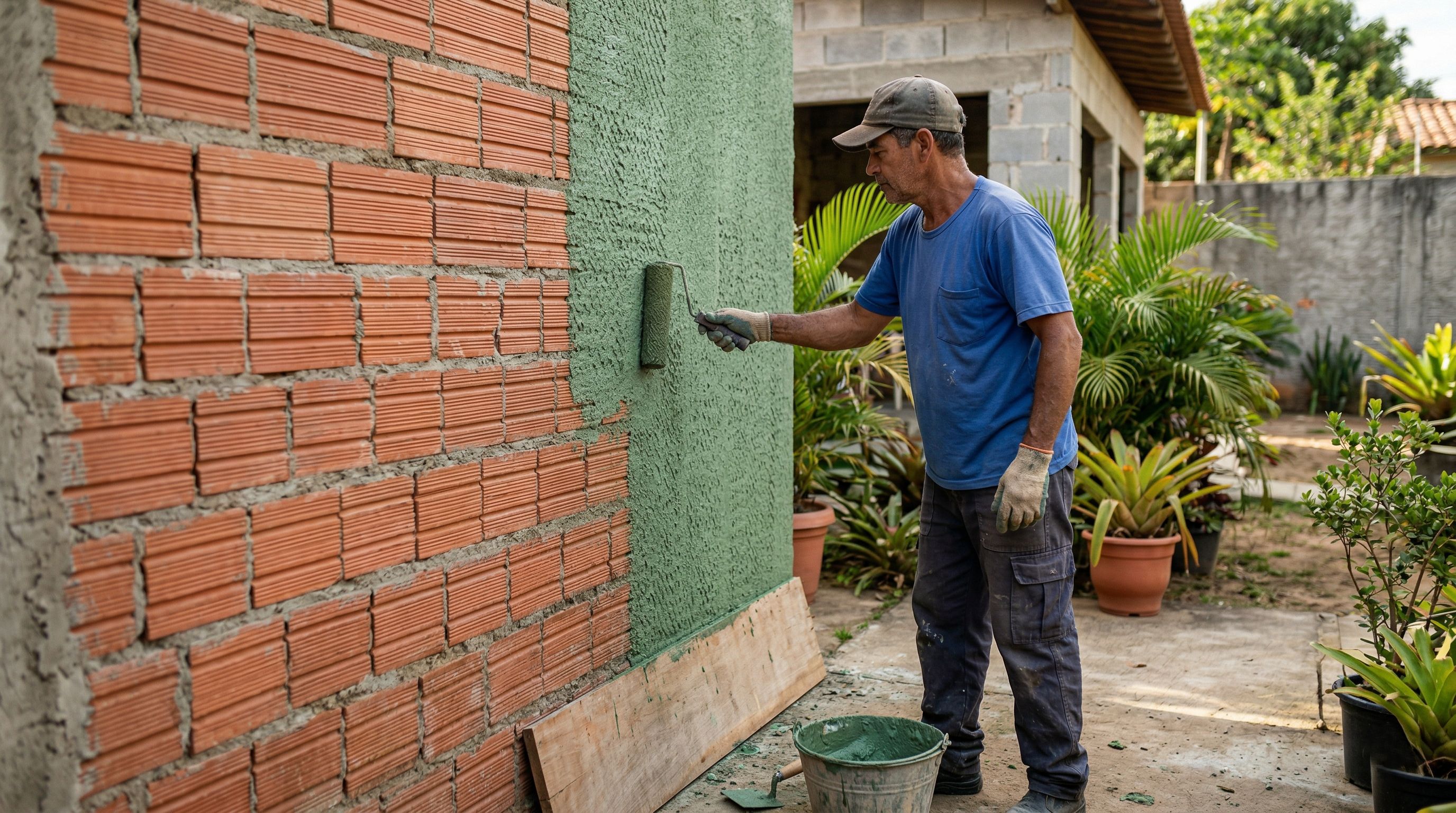 Com 8 reais que seriam jogados fora, pedreiro transforma parede com aplicação simples