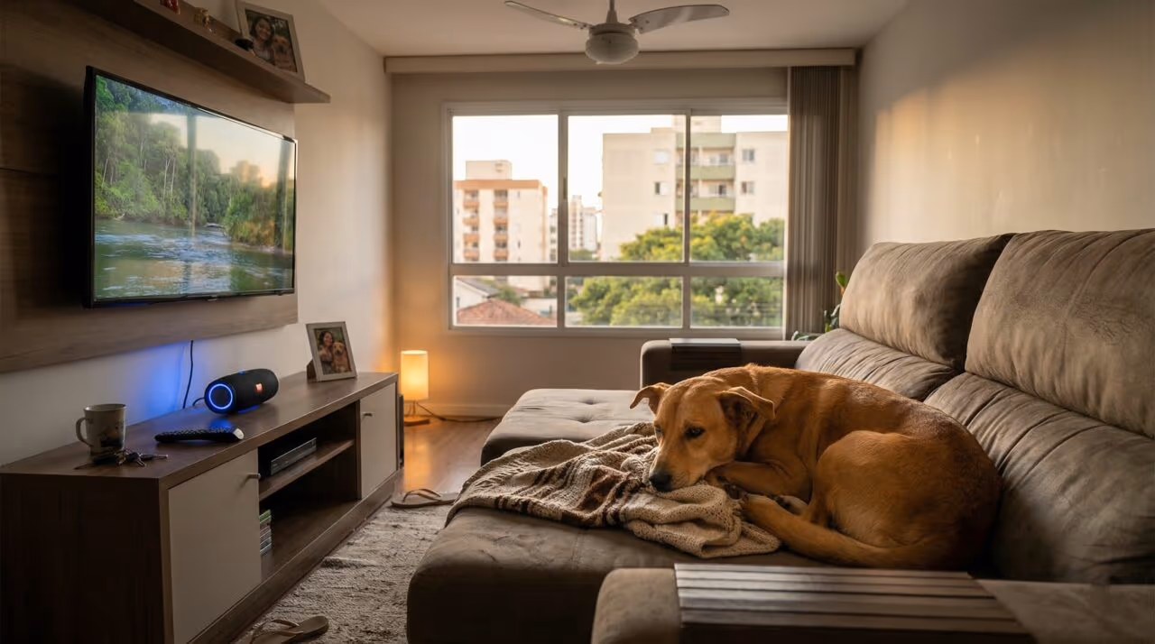 Deixar TV ou música para pet sozinho funciona mesmo ou você só faz por nada?