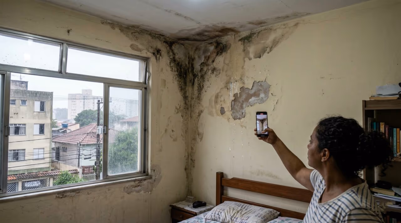 Como identificar infiltração em minutos usando sinais da parede, do teto e do comportamento da umidade