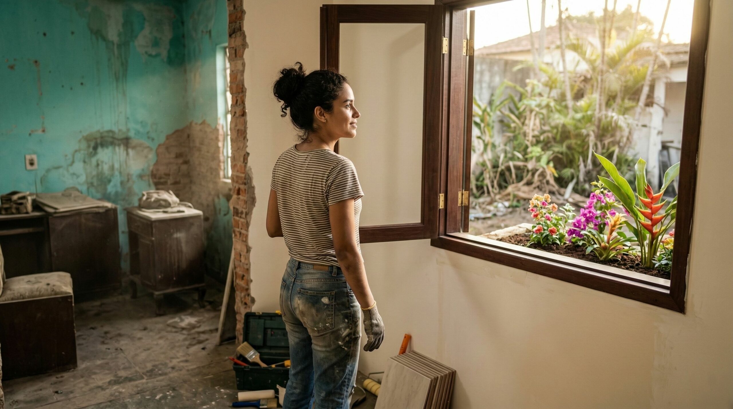 Expulsa pela sogra após a morte do marido, viúva transforma casa abandonada da mãe em um novo começo