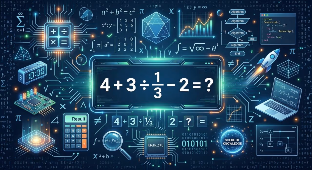Nem todos conseguem resolver 4 + 3 ÷ 1/3 – 2 em menos de 29 segundos