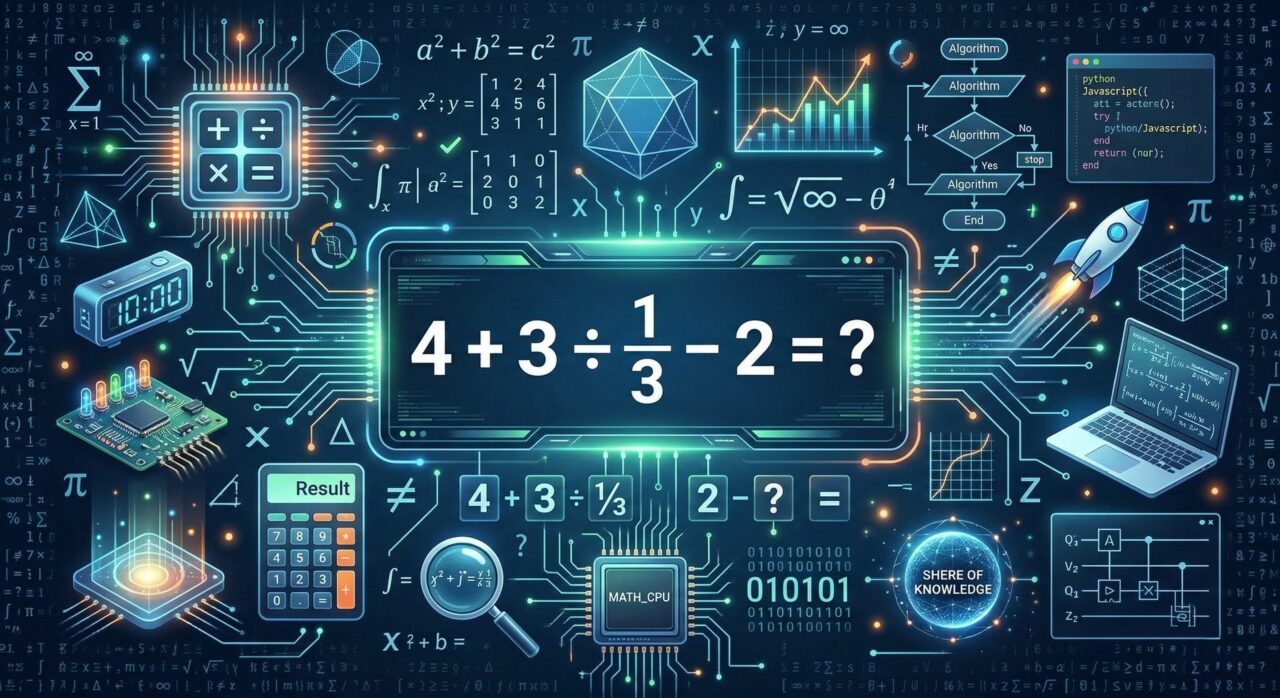 Nem todos conseguem resolver 4 + 3 ÷ 1/3 – 2 em menos de 29 segundos