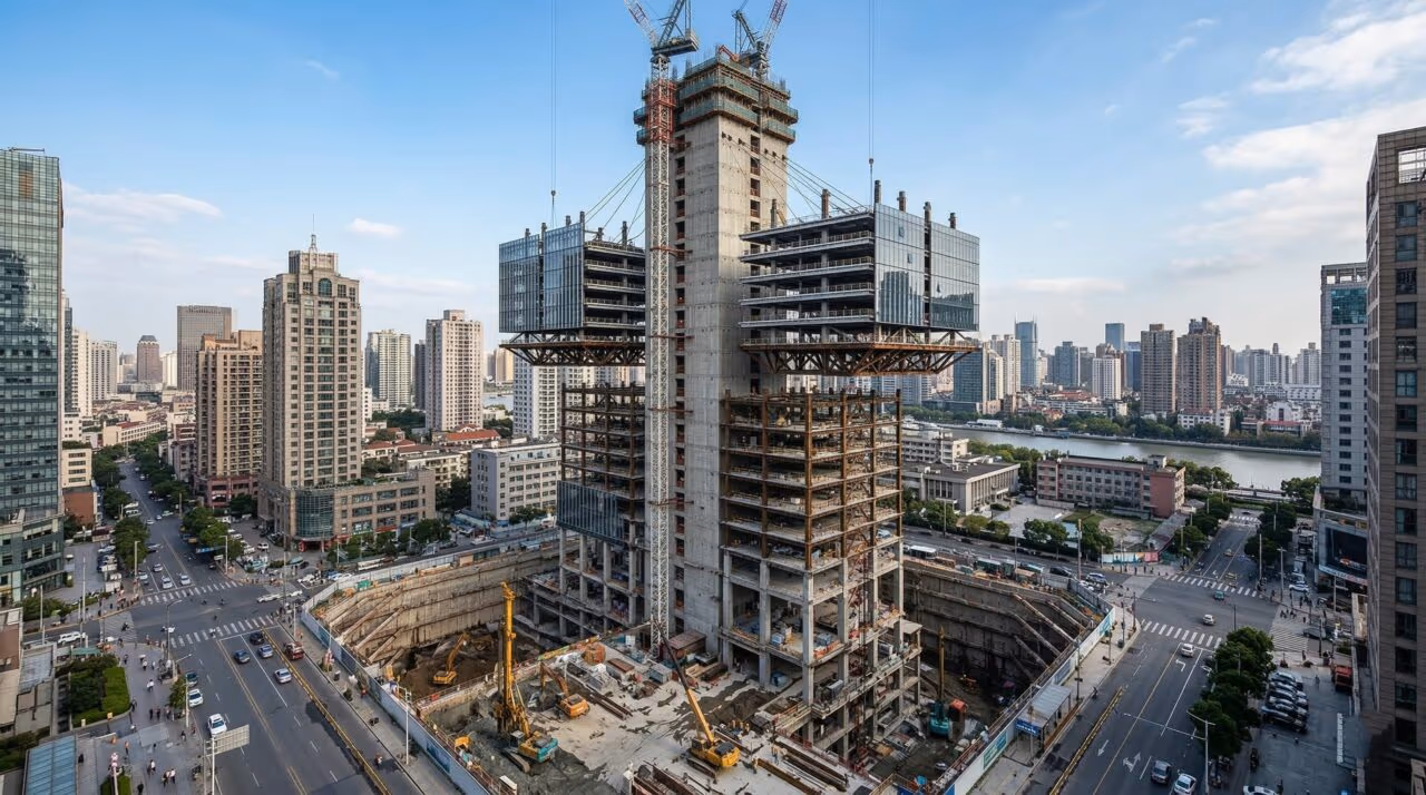Prédio construído de cima para baixo: a técnica de construção que reduz impacto urbano e acelera obras em cidades