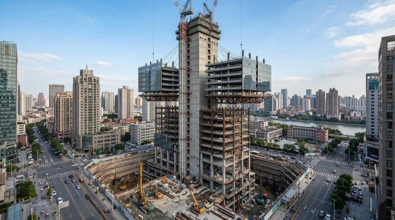 Prédio construído de cima para baixo: a técnica de construção que reduz impacto urbano e acelera obras em cidades