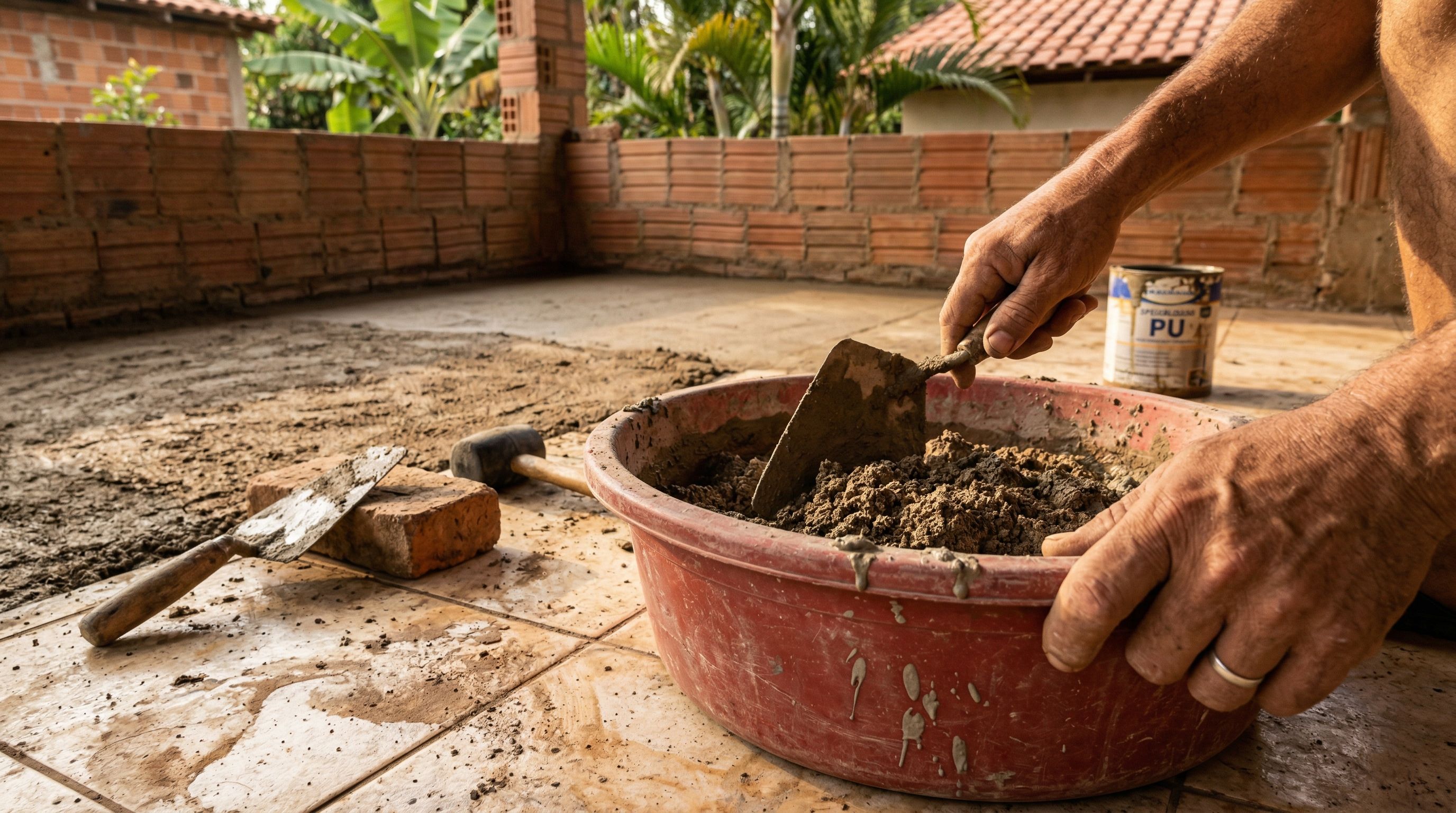 Misturar argamassa, terra e tinta PU: o que é e para que serve na renovação de pisos
