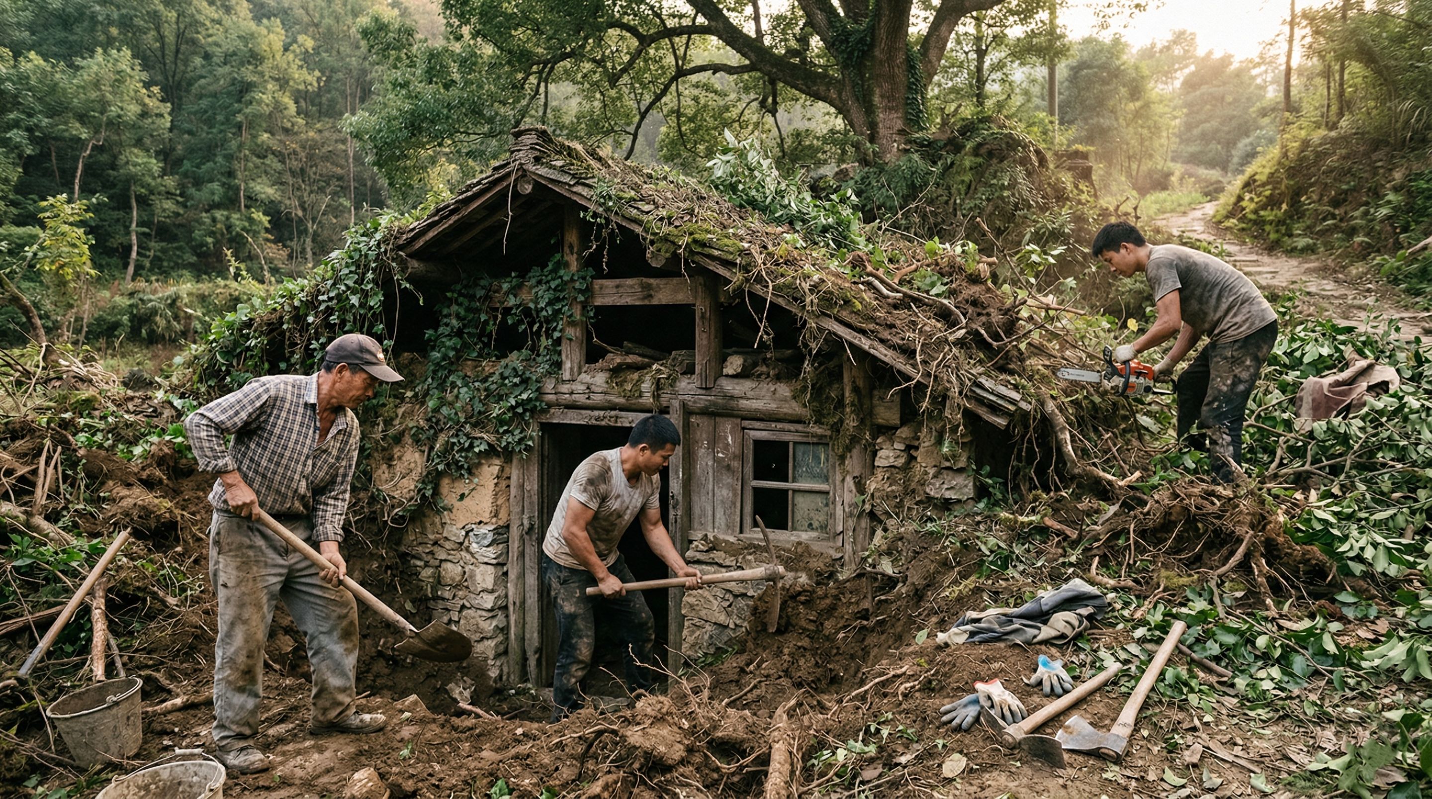 Uma promessa ao pai faz três homens desenterrarem uma casa esquecida por 70 anos