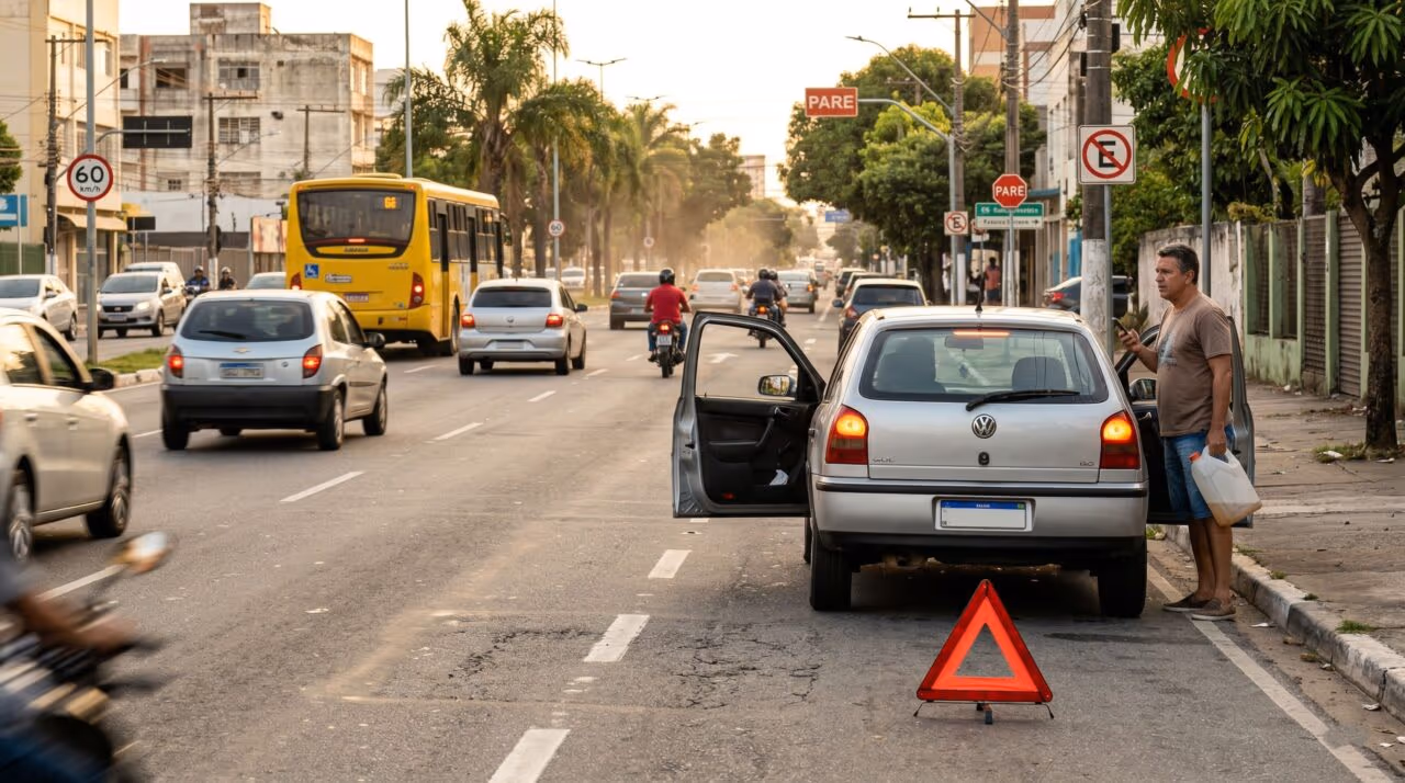 O que acontece quando o carro morre por falta de combustível na rua?