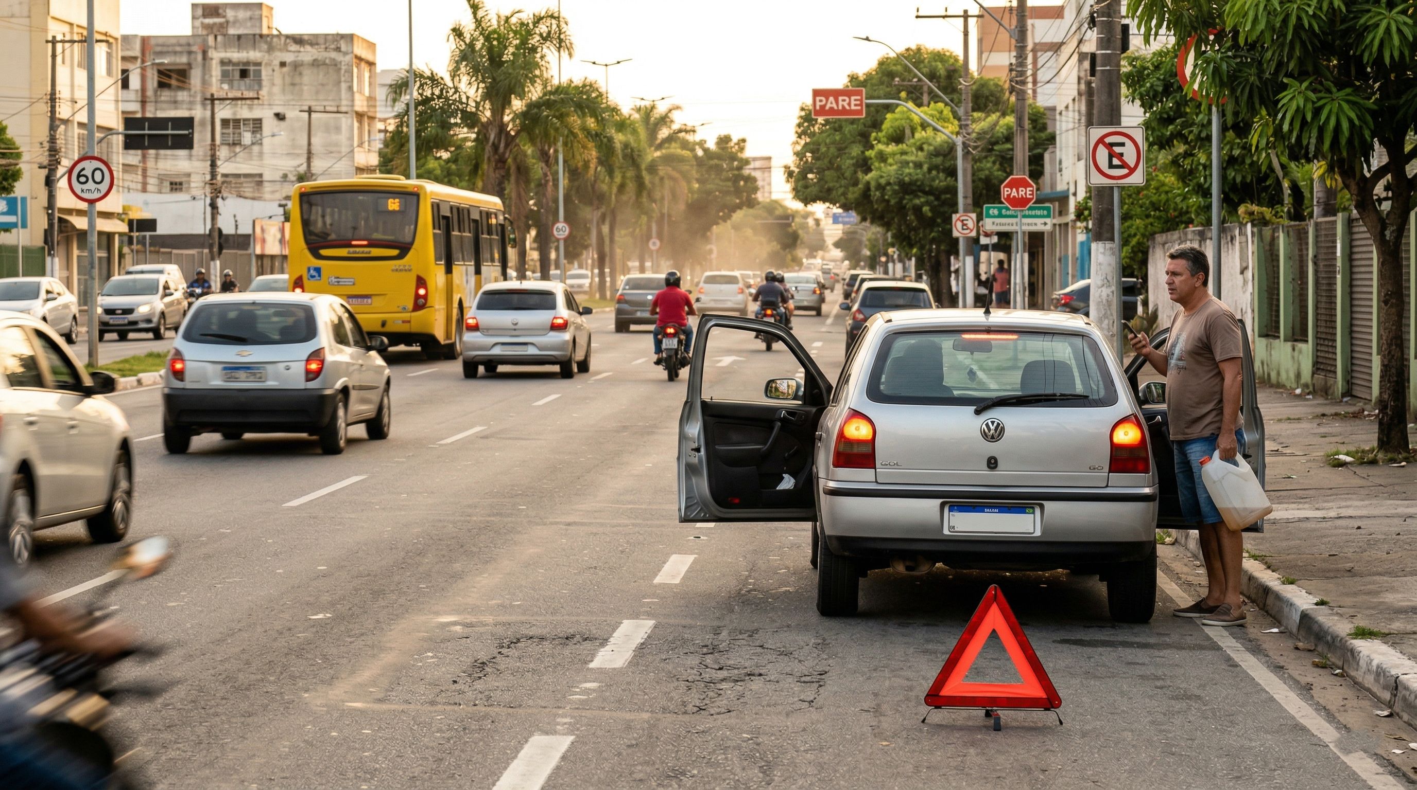 O que acontece quando o carro morre por falta de combustível na rua?