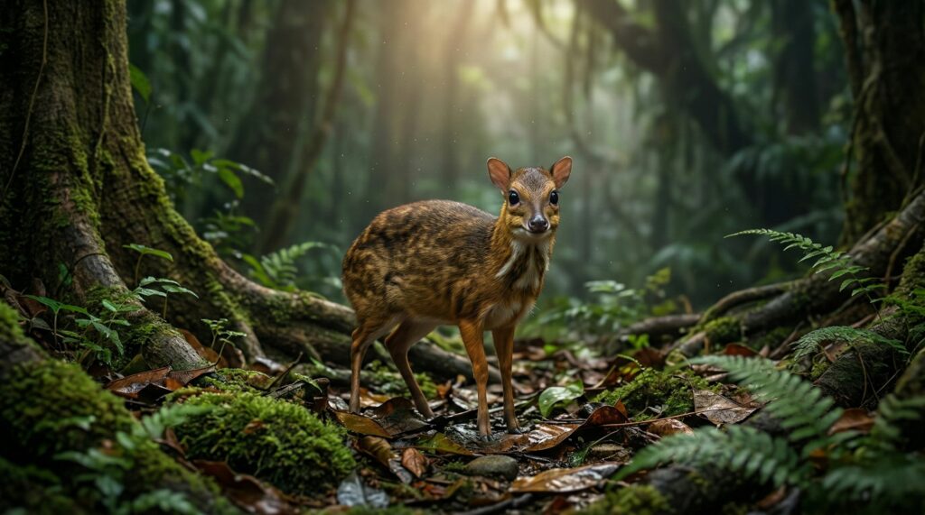 O pequeno veado-rato que pesa 2 kg, vive nas florestas tropicais e raramente aparece para humanos