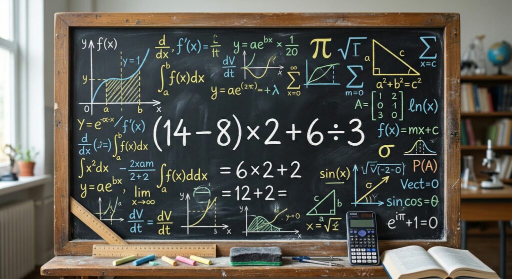 Quanto é (14 – 8) × 2 + 6 ÷ 3? Uma equação que muitos desistem sem nem tentar