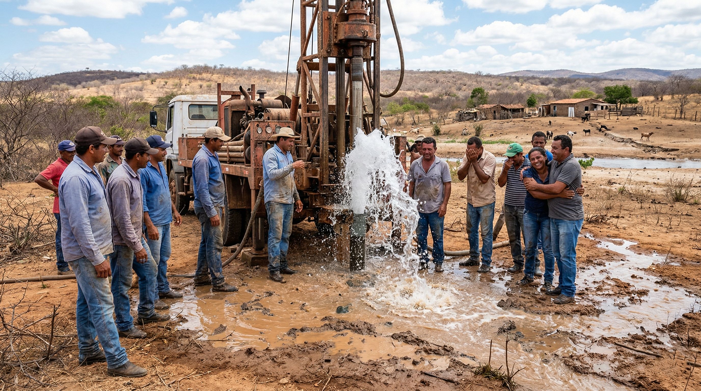 Perfuração de poço artesiano atinge vazão inacreditável de 40 mil litros por hora
