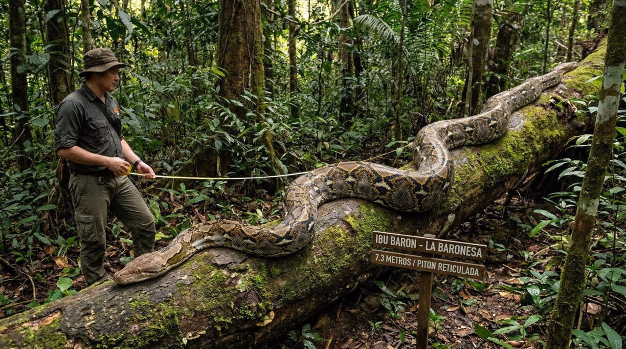 Píton de 7,22 metros quebra recorde mundial e é eleita a maior já vista