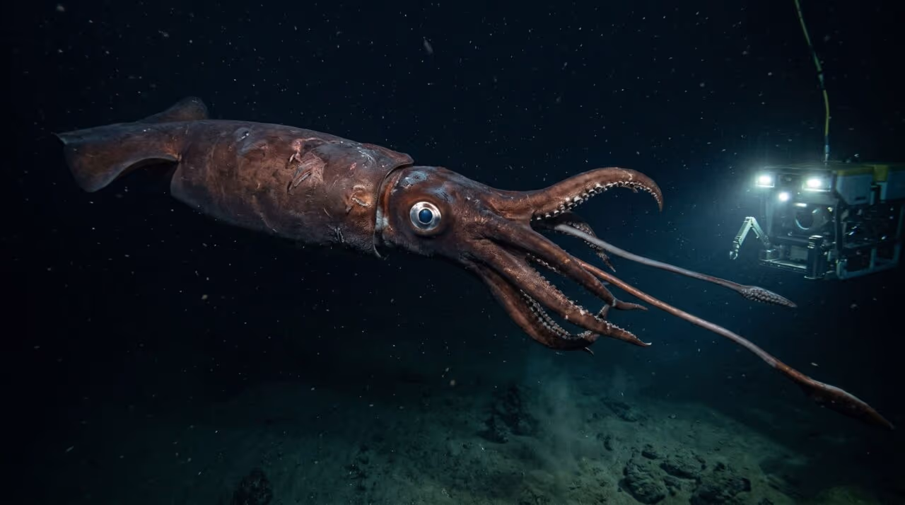 Cientistas encontram nas profundezas do oceano lulas gigantes de 14 metros e 500 kg