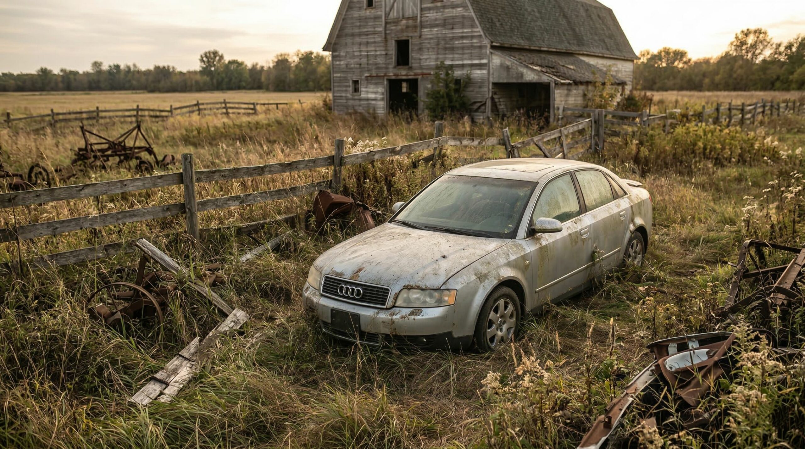 Ele pagou mil reais em um Audi A4 parado por 10 anos e o que encontrou dentro surpreendeu a todos