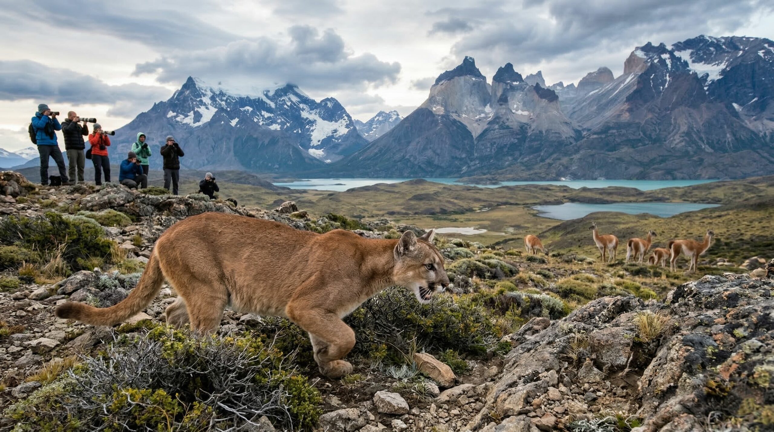 Dania, a puma que ignora fotógrafos e mantém foco total na caça enquanto turistas observam