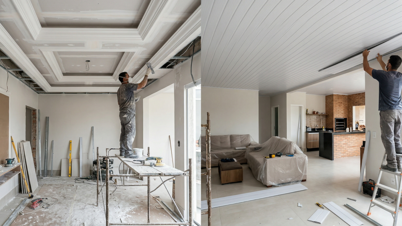 O forro de gesso está perdendo espaço para esse material mais barato e fácil de instalar em casas modernas