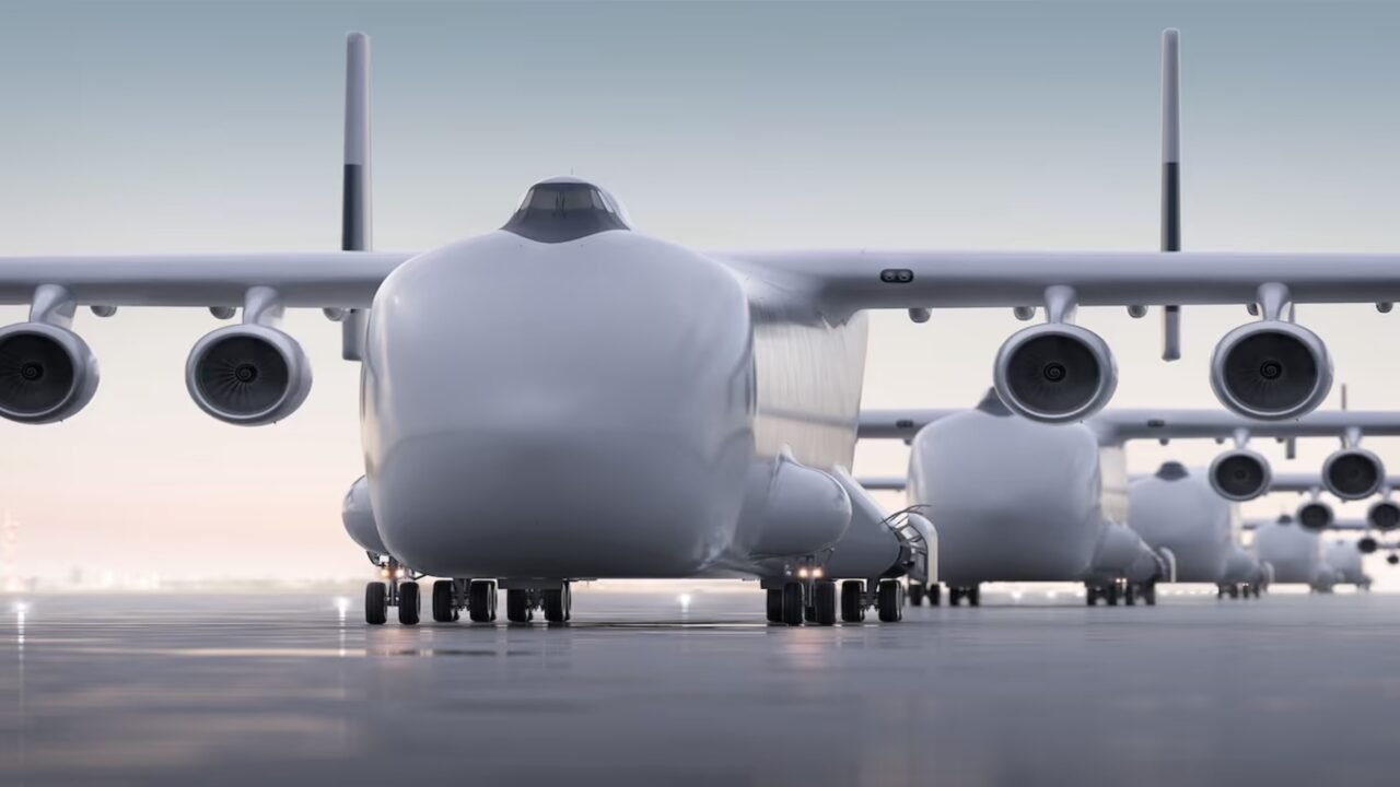 Maior aeronave do mundo decola carregando hélices de turbinas eólicas com mais de 100 metros de comprimento
