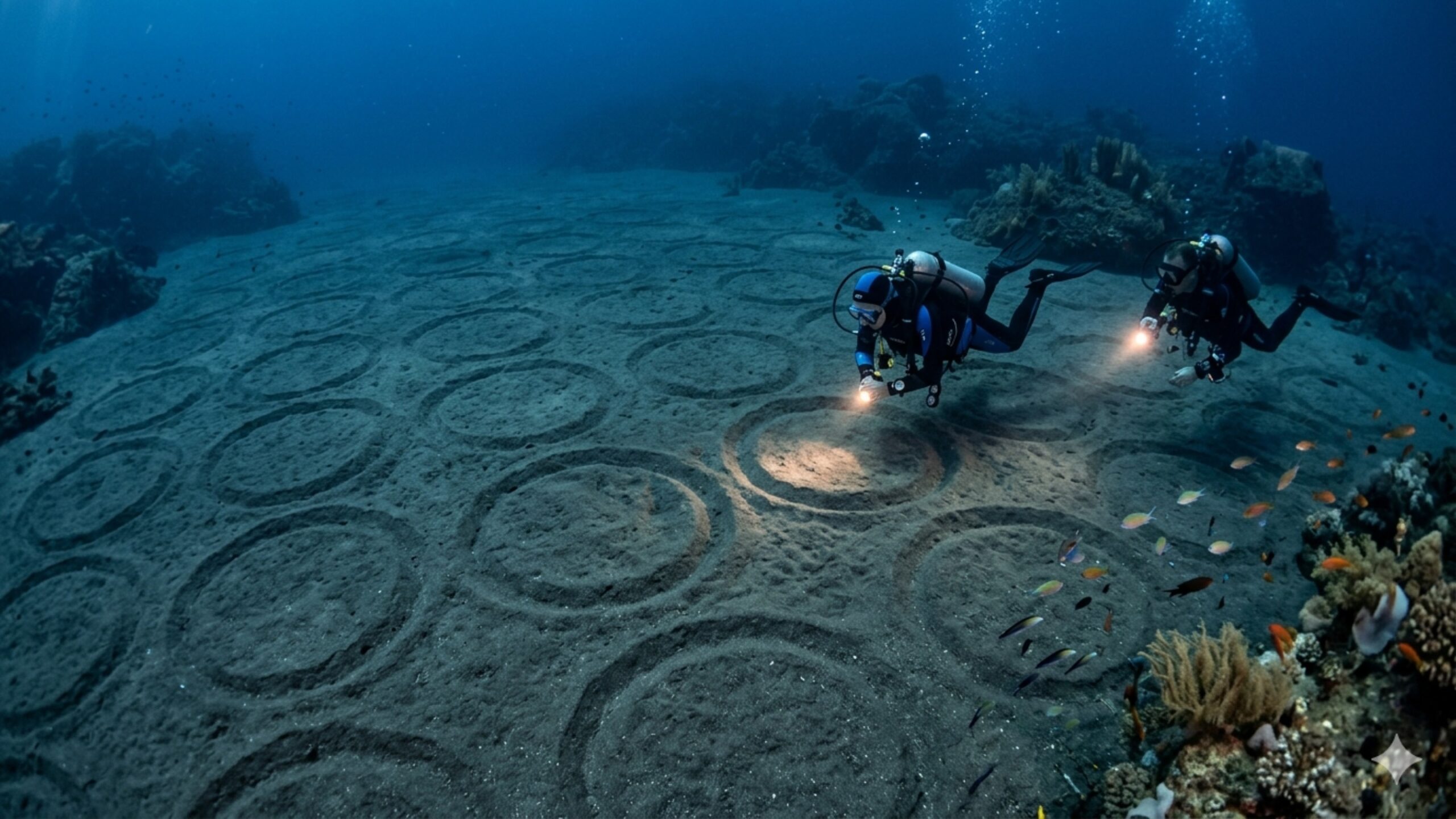 Mergulhadores encontram no fundo do Mediterrâneo 1.400 círculos gigantes desenhados na areia e pode impactar pesquisas sobre os oceanos
