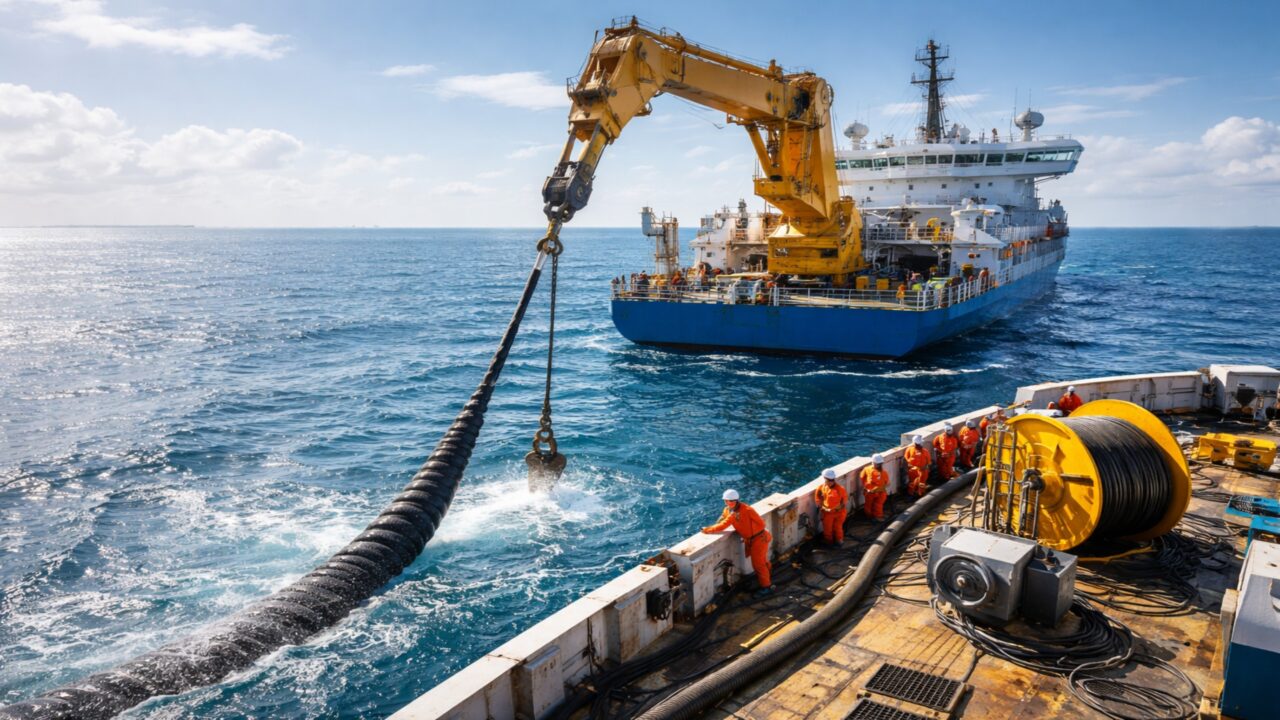 Navio lança ganchos a 8.000 metros para marinheiros resgatarem o primeiro cabo de fibra submarino do mundo: ele tem milhares de km que atravessava o oceano e estava mais de 20 anos no fundo do mar