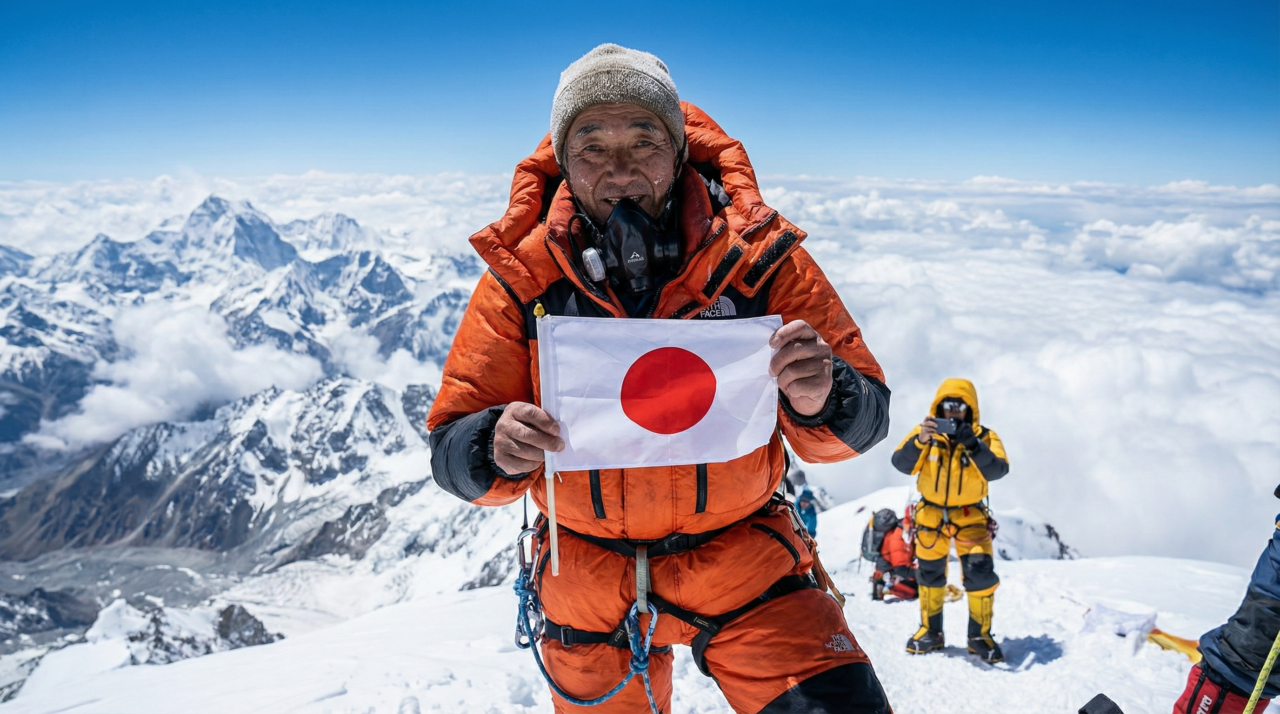 No topo do mundo! Alpinista japonês de 80 anos desafia a idade e conquista topo do Everest