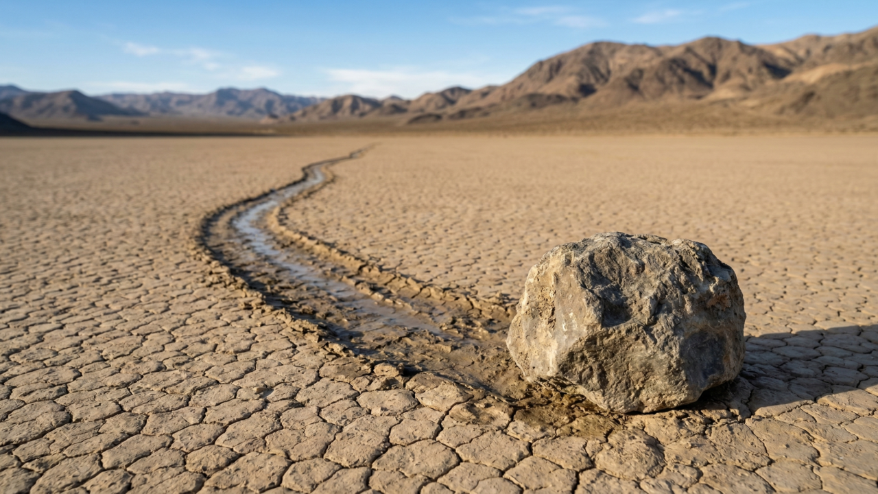 O fenômeno natural que faz pedras “andarem” sozinhas no deserto