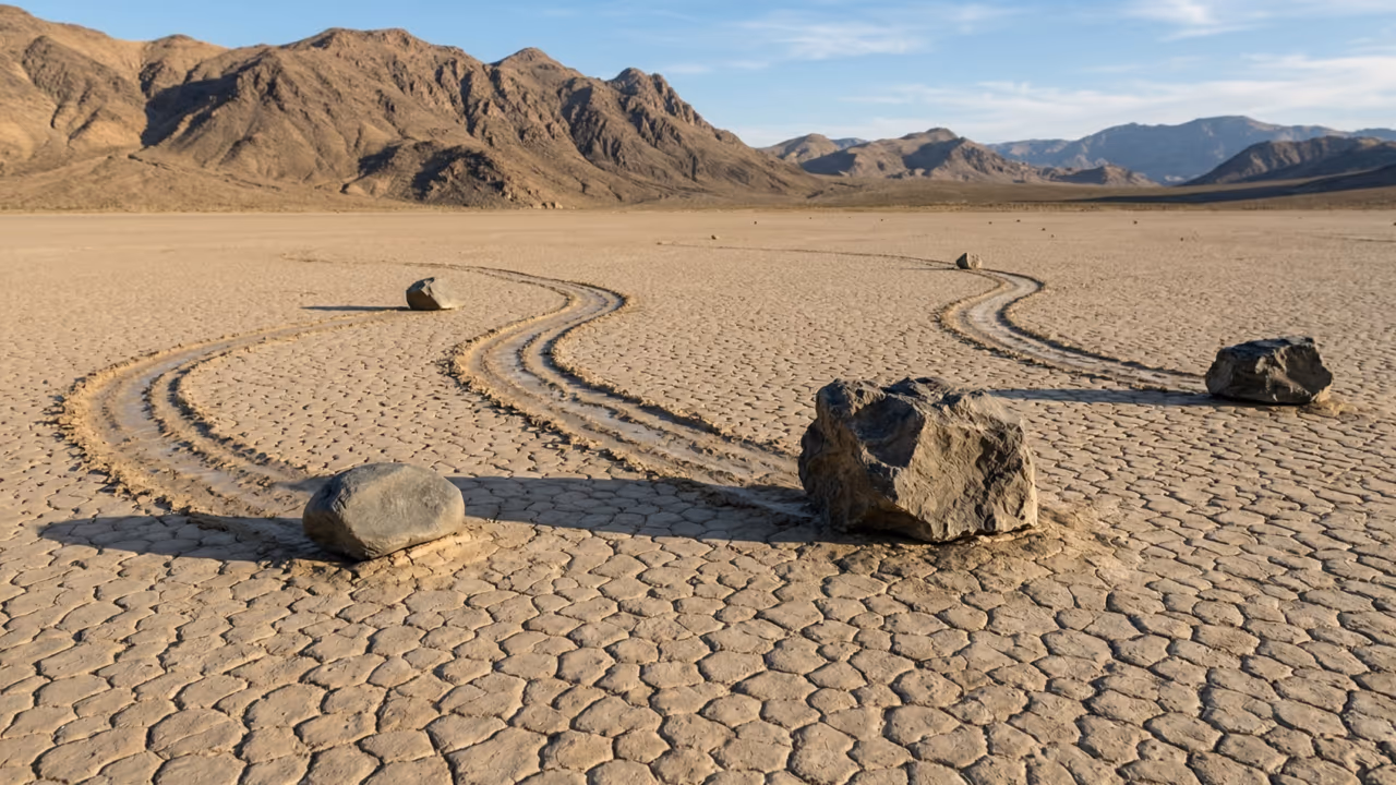 O fenômeno natural que faz pedras andarem sozinhas no deserto e intriga cientistas há décadas