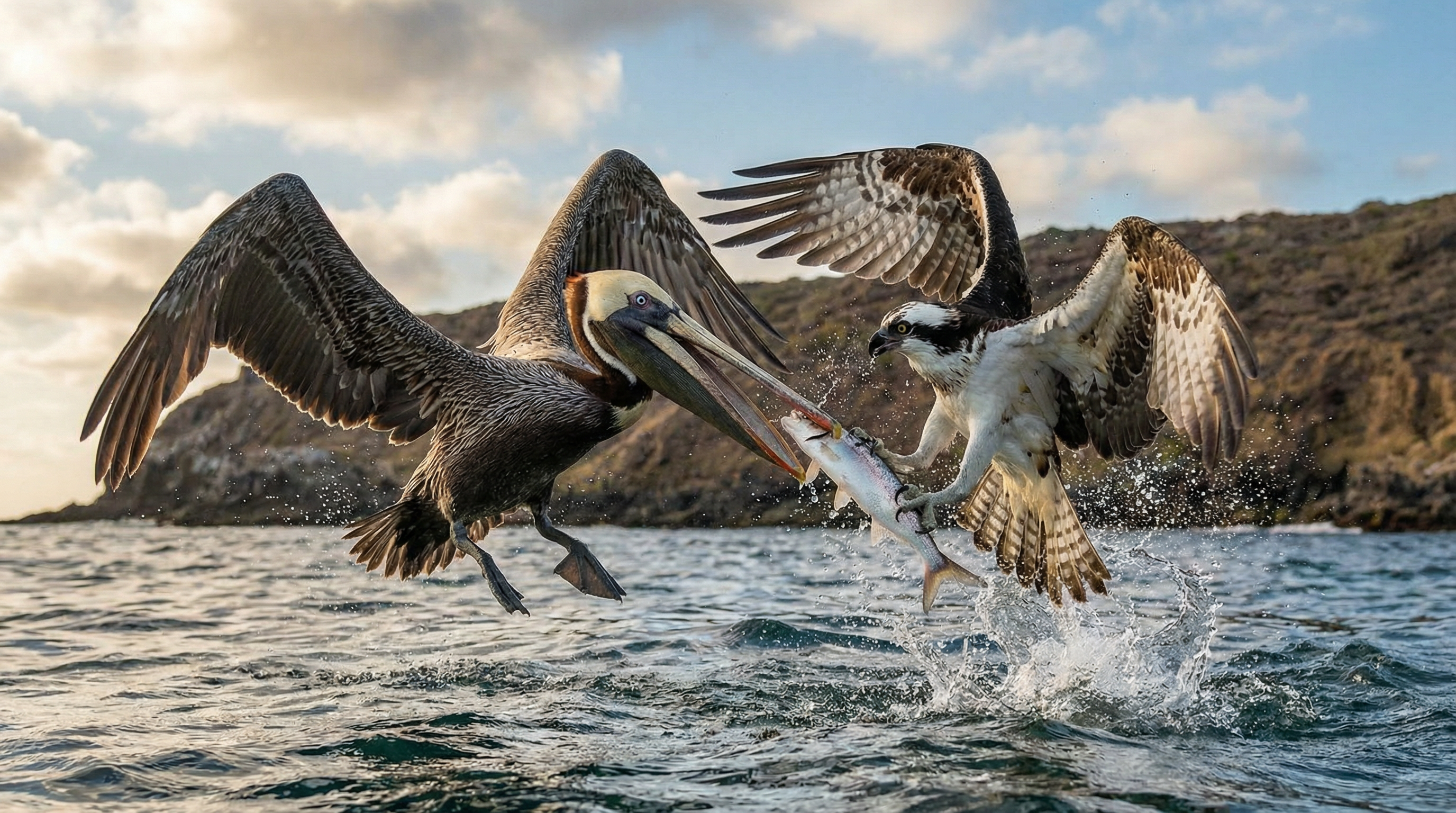 Águia e pelicano travam batalha aérea brutal por peixe: Quem você acha que se deu melhor?