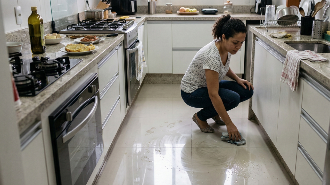 O porcelanato que parece perfeito na loja, mas pode virar dor de cabeça na cozinha