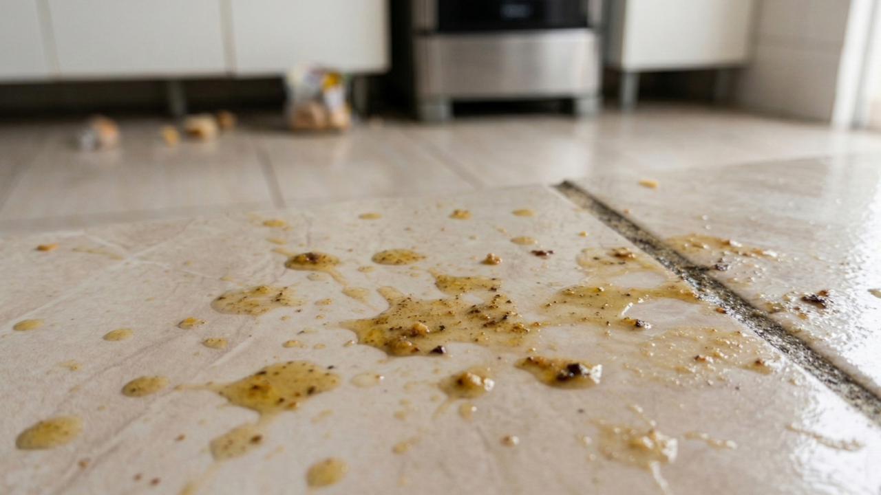 Gordura respingada no chão pode transformar o porcelanato da cozinha em uma armadilha