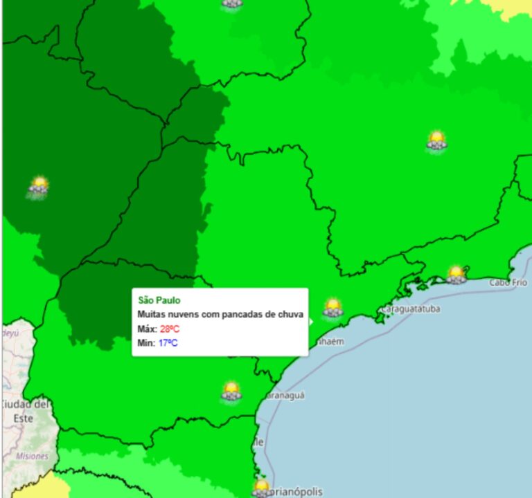 Previsão do tempo para São Paulo neste domingo, 08