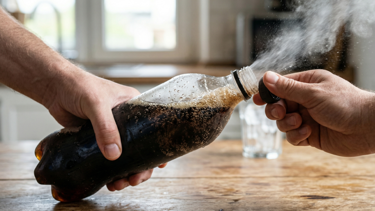 Após aberto, os gases do refrigerante começam a escapar