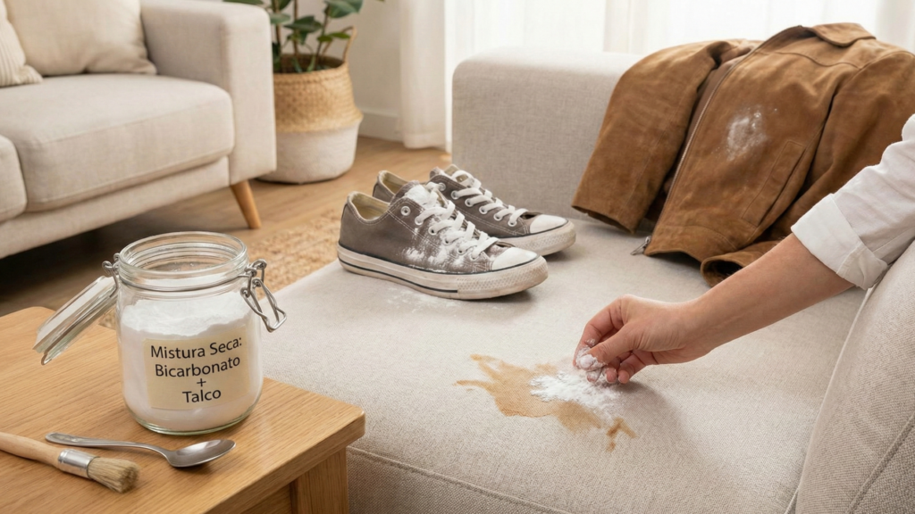 Mistura de bicarbonato e talco: por que vira um absorvente natural para a casa e como usar no dia a dia