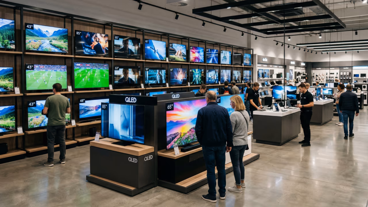 Comprar TV em 2026 ficou mais confuso porque o básico melhorou muito e o premium já não parece tão distante
