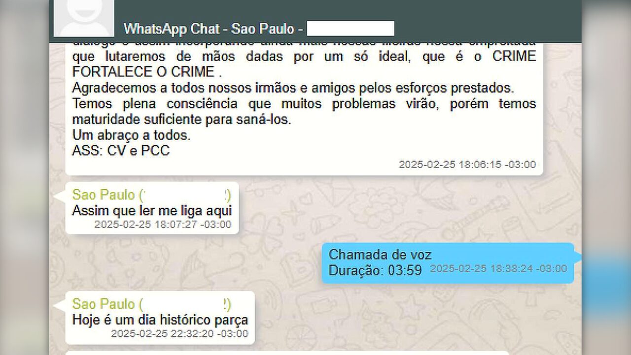 “É nós, irmão”: pacto entre CV e PCC foi acertado por WhatsApp