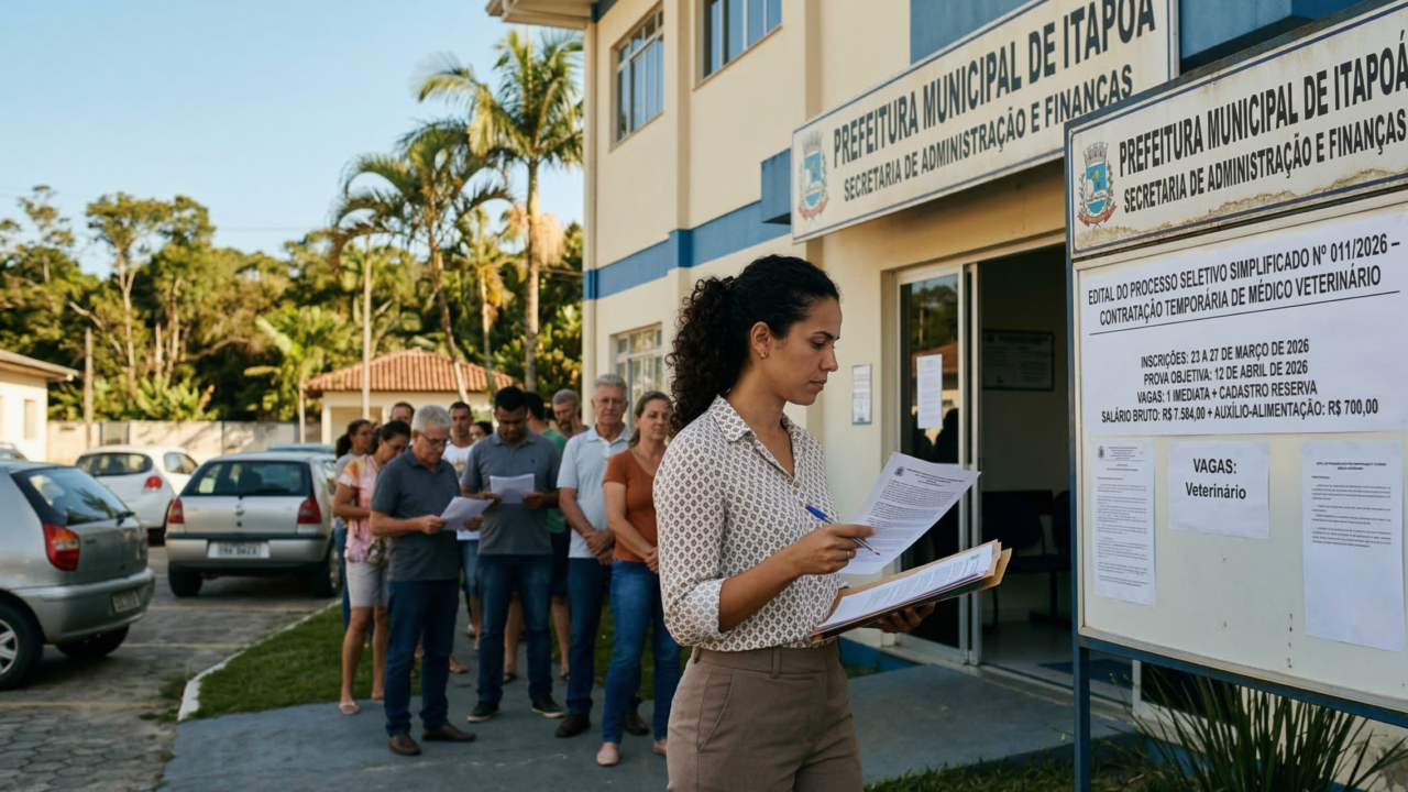 Prefeitura de Itapoá abre seleção com salário de R$ 7.584 para Médico Veterinário