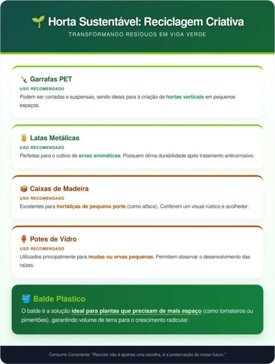 Como reutilizar materiais simples para montar uma horta sustentável