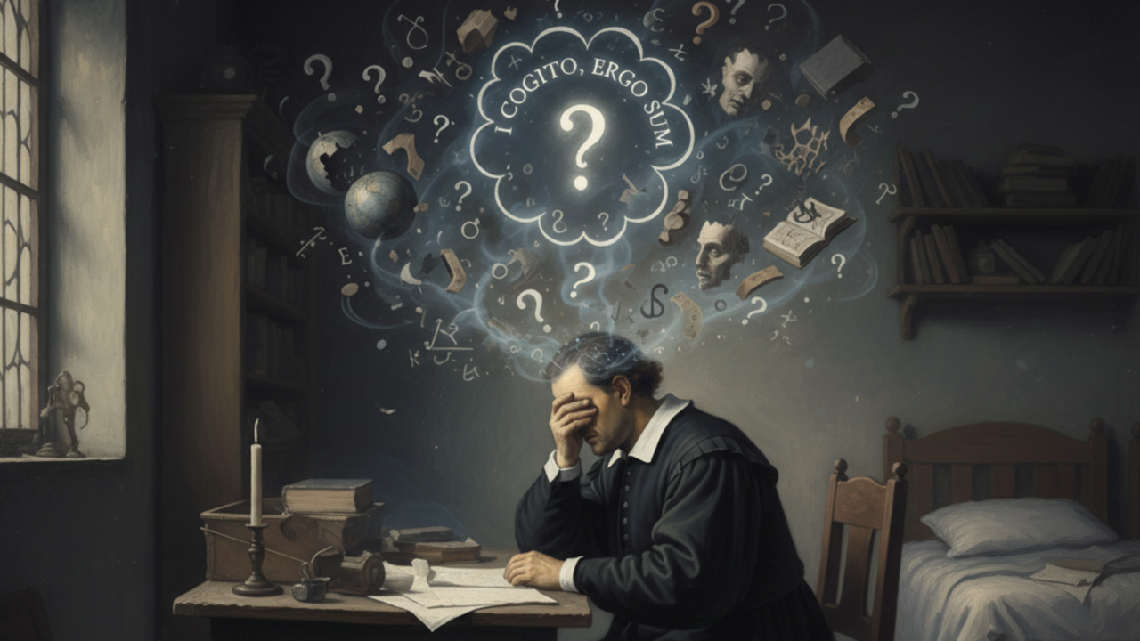 Descartes: "Para examinar a verdade, é necessário, uma vez na vida, colocar todas as coisas em dúvida, o tanto quanto possível."