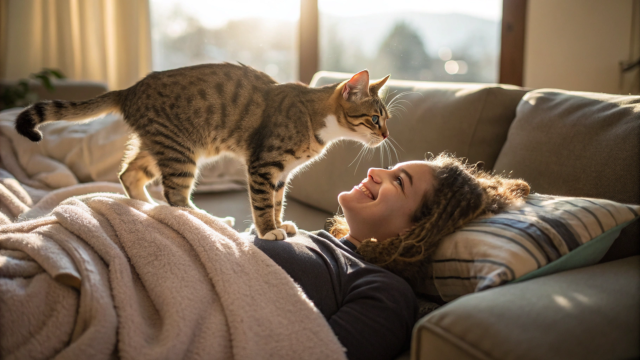 O que significa o gato ficar “amassando pão” em você