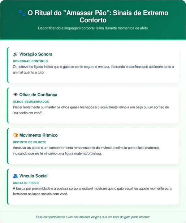 O que significa o gato ficar “amassando pão” em você