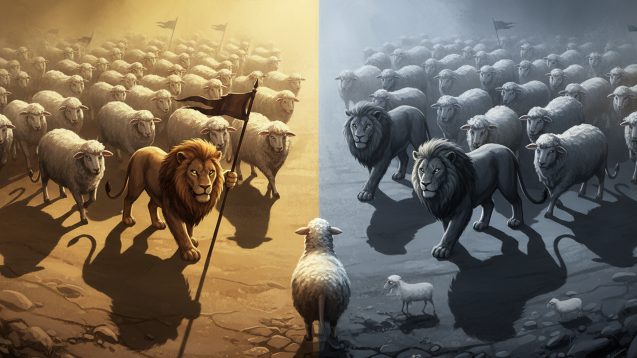 Provérbio chinês: "Um exército de ovelhas liderado por um leão vence um exército de leões liderado por uma ovelha."