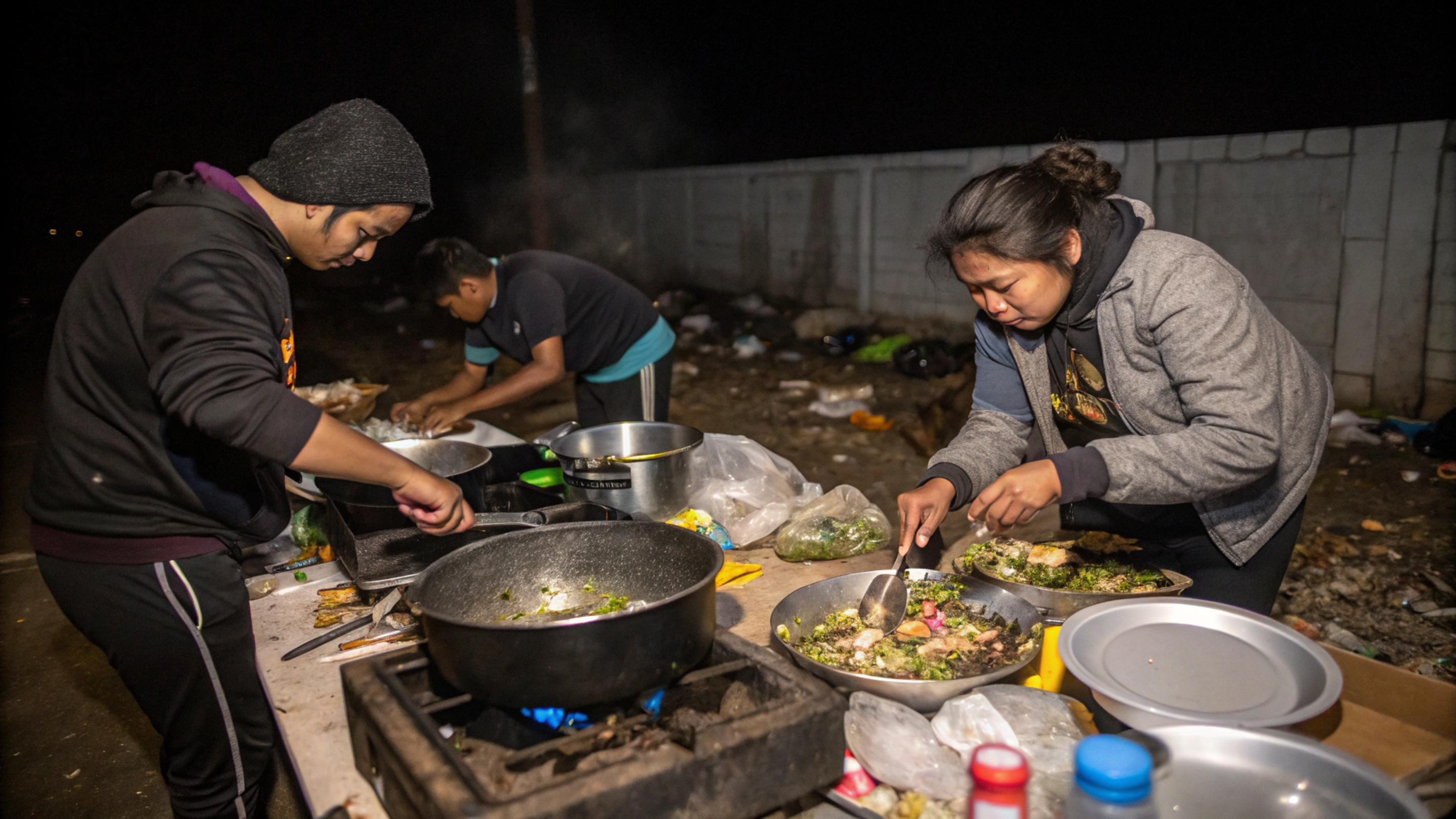 As pessoas cozinham comida do lixo para sobreviver nesse país