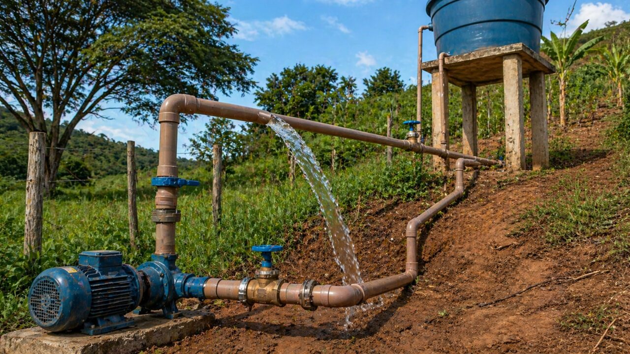 O motor de água sem eletricidade que funciona 24 horas por dia e consegue bombear água ladeira acima