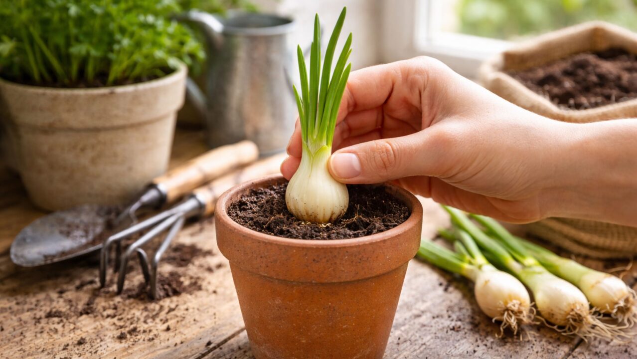 O jeito mais fácil de plantar cebola em casa e ter colheita mesmo com pouco espaço