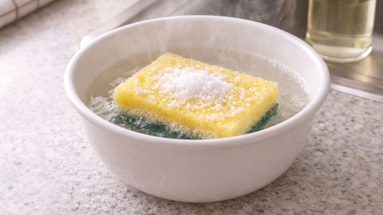 Colocar sal na esponja de cozinha, por que esse hábito simples pode ajudar na limpeza